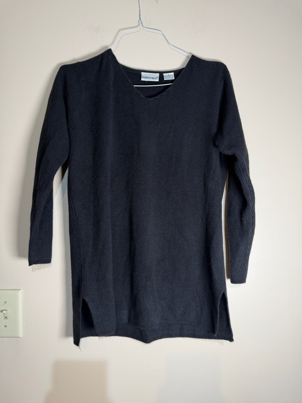 Fashion Bug Black V-Neck Longline Sweater